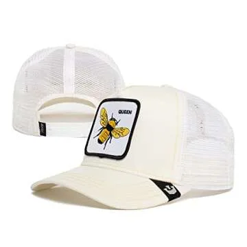 Goorin Bros. The Farm Unisex Original Adjustable Snapback Trucker Hat, White Queen Bee, One Size