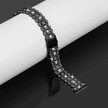 Stylish Metal Watch Band for Garmin Venu 2 Plus with Crystals