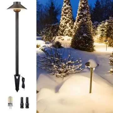 Gardenreet Outdoor Brass Pathway Lights - Low Voltage Landscape Path Lighting Wired, 12v Pathlight L...