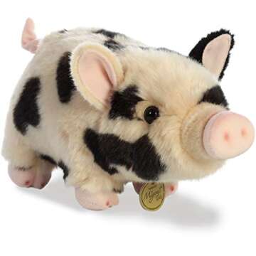 Aurora® Adorable Miyoni® Tots Pot-Bellied Piglet Spotted Stuffed Animal - Lifelike Detail - Cherished Companionship - Pink 11 Inches
