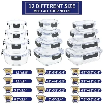 Buy MFY Airtight Glass Storage Containers - 12-Pack Set