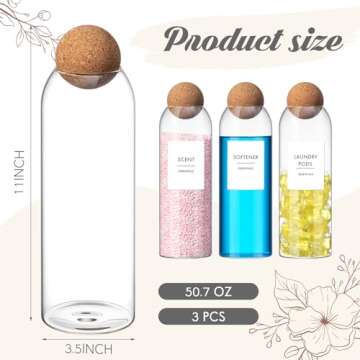 Sunnychicc 3 Pcs Laundry Room Containers - Elegant Glass Organizers for Your Essentials
