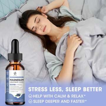 iMATCHME Magnesium Glycinate Liquid, Magnesium Complex Supplement with Omega3, L-Theanine and Vitamin for Calm, Sleep Support, Muscle Relief, Non GMO, Blueberry Flavor, 2 Fl Oz