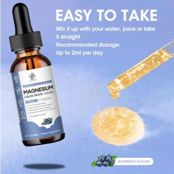 iMATCHME Magnesium Glycinate Liquid, Magnesium Complex Supplement with Omega3, L-Theanine and Vitamin for Calm, Sleep Support, Muscle Relief, Non GMO, Blueberry Flavor, 2 Fl Oz