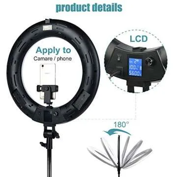 VILTROX 45W 3400LM 18 Inch Ring Light Kit with Stand,Tall LED Streaming Lights Circle Ring Light Ringlight for Beauty Shooting Video Recording Conferencing