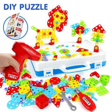 STEM Toys 232 Pcs Drill Set Building Blocks, DIY Educational Construction Engineering Toys, Creative...