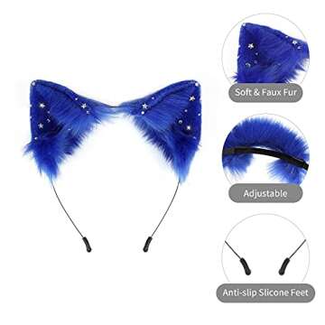 Cat Fox Wolf Ears Adjustable Cosplay Headband for All