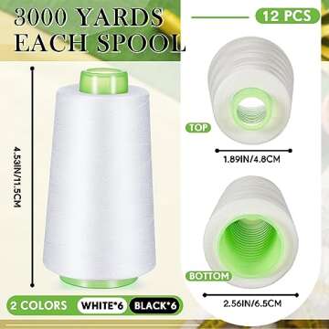 Timgle 12 Cones of 3000 Yards Each Spool Sewing Thread for All Purpose Sewing