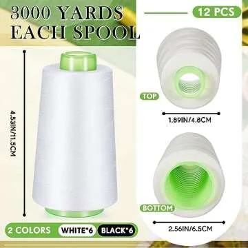 Timgle 12 Cones of 3000 Yards Each Spool Sewing Thread for All Purpose Sewing