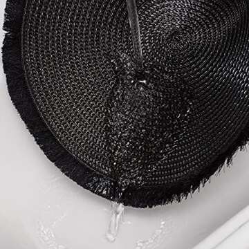 AHHFSMEI Round Braided Placemats 13.8 Inch Round Table Mats for Dining Tables Woven Heat Resistant Place mats Set of 6 (Black Tassels)