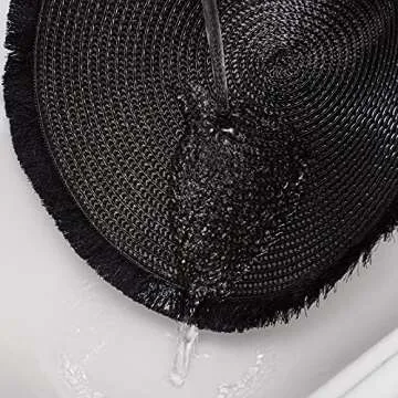 AHHFSMEI Round Braided Placemats 13.8 Inch Round Table Mats for Dining Tables Woven Heat Resistant Place mats Set of 6 (Black Tassels)