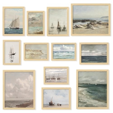 97 Decor Coastal Vintage Wall Art - Large Seascape Wall Art, Nautical Vintage Wall Decor, Vintage Se...
