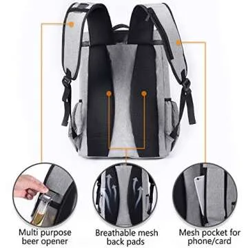 FORICH Backpack Cooler Leakproof Insulated Waterproof Backpack Cooler Bag, Lightweight Soft Beach Cooler Backpack for Men Women to Work Picnics Camping Hiking, 30 Cans(Grey)