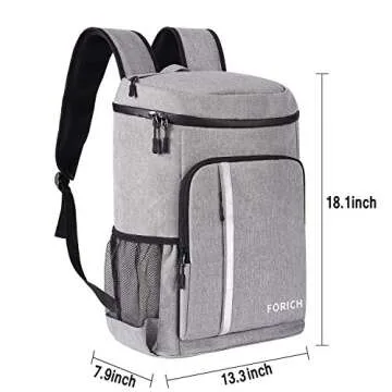FORICH Backpack Cooler Leakproof Insulated Waterproof Backpack Cooler Bag, Lightweight Soft Beach Cooler Backpack for Men Women to Work Picnics Camping Hiking, 30 Cans(Grey)