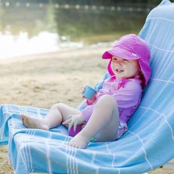 i Play. Baby Sun Hat | Toddler Unisex UPF 50 Solid Flap Beach Hat with Brim and Neck Cover Hot Pink 2T-4T