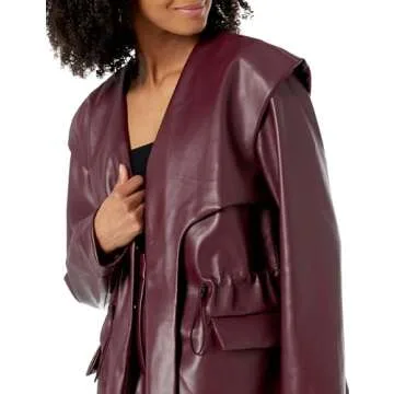 The Drop Plus Size Purple Pennant Faux Leather Jacket