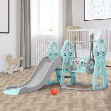 Rengue 4 in 1 Toddler Slide and Swing Set, Indoor Playground for Age 1-6 Kids Baby with Basketball H...