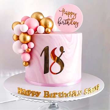 30 PCS Pink and Gold Ball Cake Topper Baby Shower, Birthday, Wedding Ballerina Pink Cake Decoration