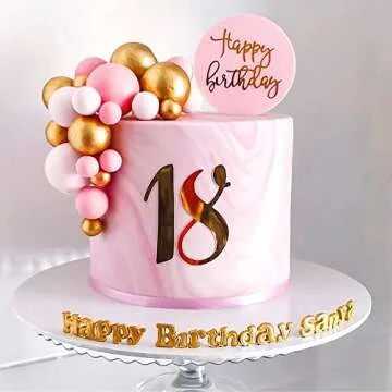 30 PCS Pink and Gold Ball Cake Topper Baby Shower, Birthday, Wedding Ballerina Pink Cake Decoration