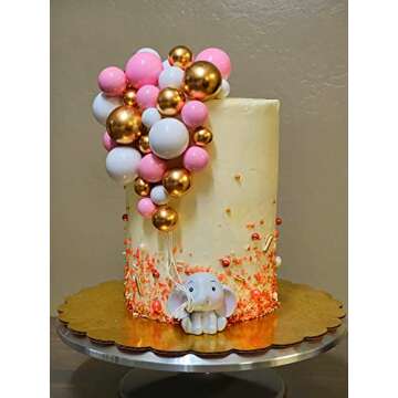 30 PCS Pink and Gold Ball Cake Topper Baby Shower, Birthday, Wedding Ballerina Pink Cake Decoration