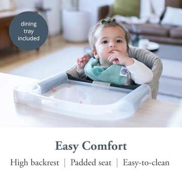 Inglesina Fast Table Chair - Cream + Fast Dining Tray - Portable High Chair for Baby & Toddlers, Infant 6-36 Months - Fits Tables 0.8'' to 3.5'' - Collapsible and Compact Design - Carry Bag Included