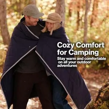 Gravel Layover Travel Blanket – Ultra-Lightweight, Warm Down Alternative with Carry Pouch (Black)