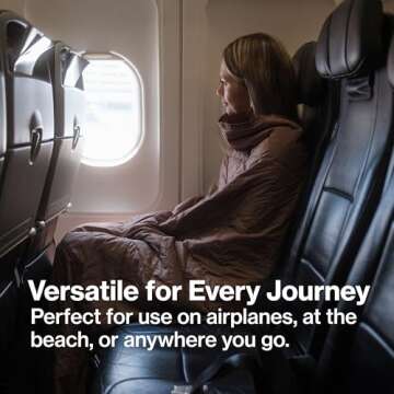 Gravel Layover Travel Blanket – Ultra-Lightweight, Warm Down Alternative with Carry Pouch (Black)