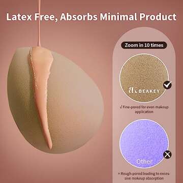 BEAKEY Makeup Sponge Set of 3, Nude Sponges, Super Bouncy and Soft, Exceptional for Powder, Cream and Liquid Blending, Cruelty-free & Latex-free Beauty Sponge