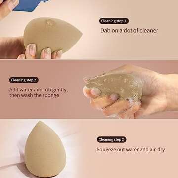 BEAKEY Makeup Sponge Set of 3, Nude Sponges, Super Bouncy and Soft, Exceptional for Powder, Cream and Liquid Blending, Cruelty-free & Latex-free Beauty Sponge