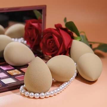 BEAKEY Makeup Sponge Set of 3, Nude Sponges, Super Bouncy and Soft, Exceptional for Powder, Cream and Liquid Blending, Cruelty-free & Latex-free Beauty Sponge