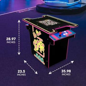 Arcade1Up Ms. PAC-MAN Arcade Game Table, Full Home Machine, Black Series Edition