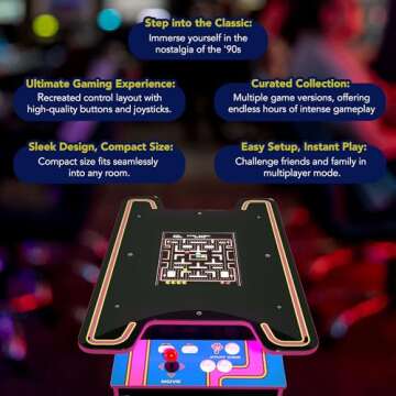 Arcade1Up Ms. PAC-MAN Arcade Game Table, Full Home Machine, Black Series Edition