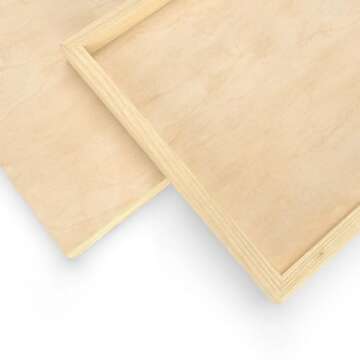 ARTEZA Wood Canvas Boards, 10 x 10 Inches, Pack of 5, Birch Wood, Wooden Panels for Acrylic and Oil Painting, Wood Burning, Crafting