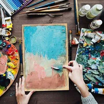 ARTEZA Wood Canvas Boards, 10 x 10 Inches, Pack of 5, Birch Wood, Wooden Panels for Acrylic and Oil Painting, Wood Burning, Crafting