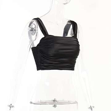 Matoburr Women’s Sexy Corset Bustier Top Sleeveless Solid Color Ruched Fashion Slim Crop Top Black