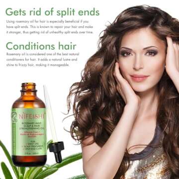 Bieyoc Rosemary Essential Oil for Hair Growth, Hair & Skin Care - Strengthens Hair, Stimulates Growth, 2.02 Fl Oz