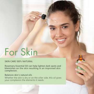 Bieyoc Rosemary Essential Oil for Hair Growth, Hair & Skin Care - Strengthens Hair, Stimulates Growth, 2.02 Fl Oz