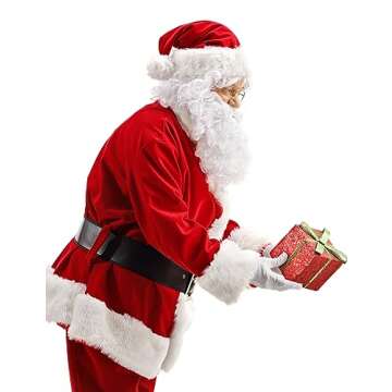 Potalay Men's Deluxe Santa Suit 11pc. Christmas Adult Santa Claus Costume (XXX-Large)
