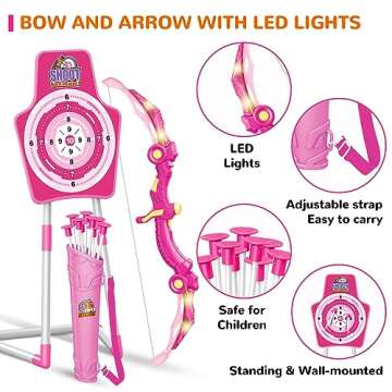 LED Bow & Arrow Toys for Girls, Perfect Birthday Gift