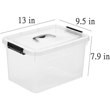 JUJIAJIA 16 Quart Clear Storage Latch Box 2-Pack