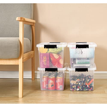 JUJIAJIA 16 Quart Clear Storage Latch Box 2-Pack