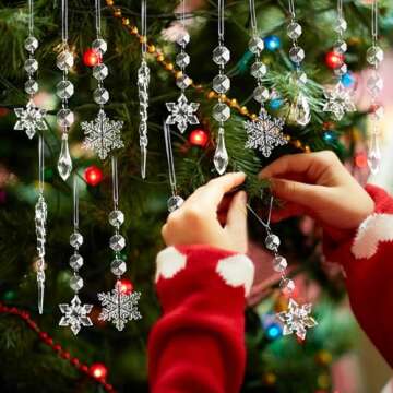 80pcs Christmas Tree Decoration Crystal Ornaments - Acrylic Christmas Snowflake Ornaments Icicle Dro...