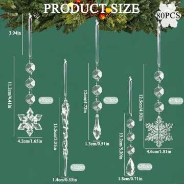 Elegant 80pcs Christmas Crystal Ornaments For Holidays