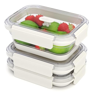 Infusion Pro Collapsible Food Storage Containers with Lid & Vent, Clear Stacking Silicone Food Conta...