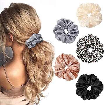 Scrunchies Hair Ties Elastics Bands Ponytail Holder Pack of Neutral Scrubchy Hair Accessories Women ...