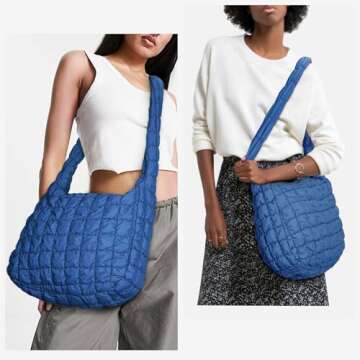 YFGBCX Quilted Tote Bag for Women Puffer Bag Quilted Bag Lightweight Puffy Tote Bag Quilted Padding ...