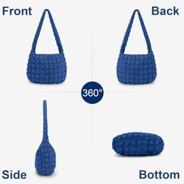 YFGBCX Quilted Tote Bag for Women Puffer Bag Quilted Bag Lightweight Puffy Tote Bag Quilted Padding Shoulder Bag Padded Hobo Crossbody Bag Zip Closure