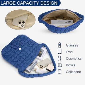 YFGBCX Quilted Tote Bag for Women Puffer Bag Quilted Bag Lightweight Puffy Tote Bag Quilted Padding Shoulder Bag Padded Hobo Crossbody Bag Zip Closure