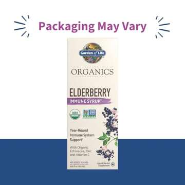 Garden of Life Organics Plant-Based Elderberry Immune Syrup 6.59 fl oz (195 Ml) for Kids & Adults: S...