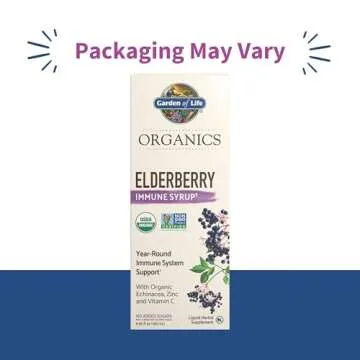 Garden of Life Organics Plant-Based Elderberry Immune Syrup 6.59 fl oz (195 Ml) for Kids & Adults: S...